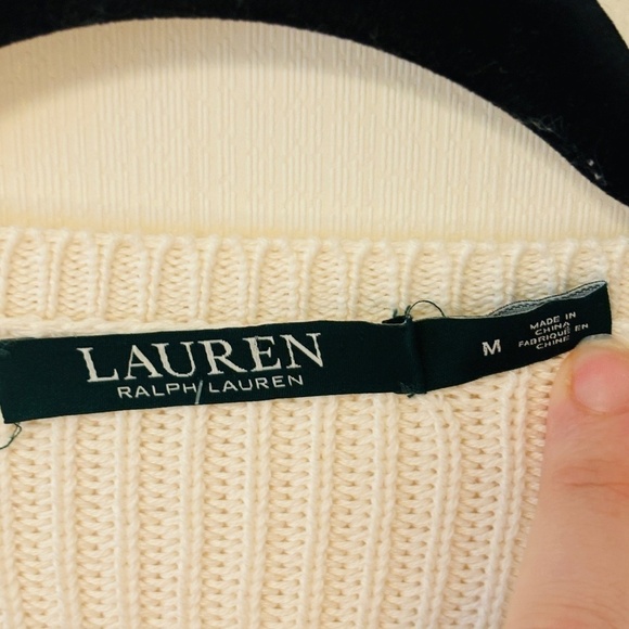 Lauren Ralph Lauren Cream (Missing laces) Perforated Sleeve SZ Medium Sweater - Picture 7 of 11